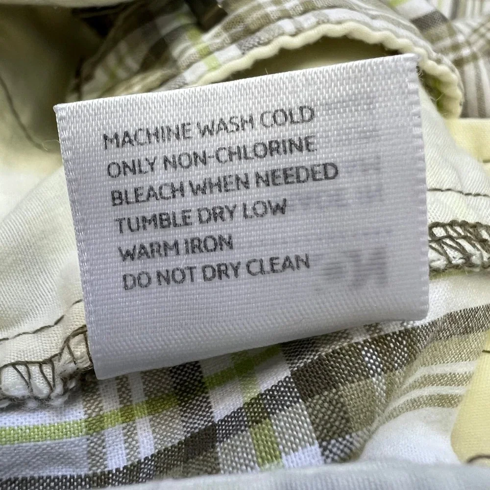 Old Navy Boy's Knee Length Green Plaid Bermuda Shorts Adjustable Waist‎ Sz 8
